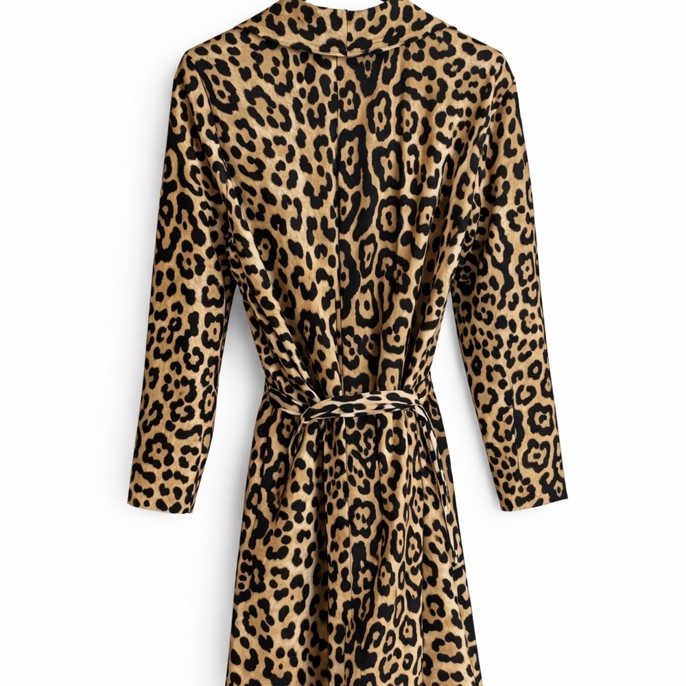 Chico’s Black Label Leopard Print Trench Jacket Tie Waist NWT Size 2 - Picture 2 of 4